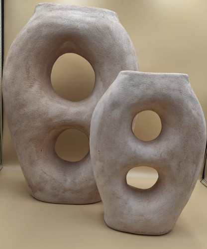 WAZON CERAMICZNY ABSTRAKCYJNY BEŻOWY mały