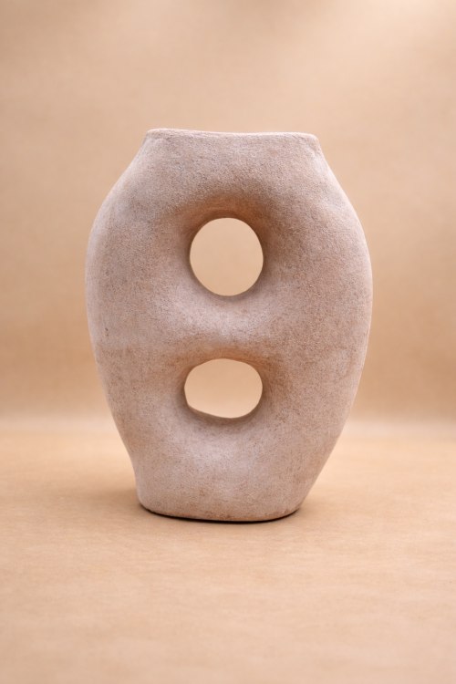 WAZON CERAMICZNY ABSTRAKCYJNY BEŻOWY DUŻY