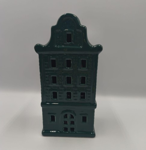 Ceramiczna Kamienica butelkowa zieleń LED