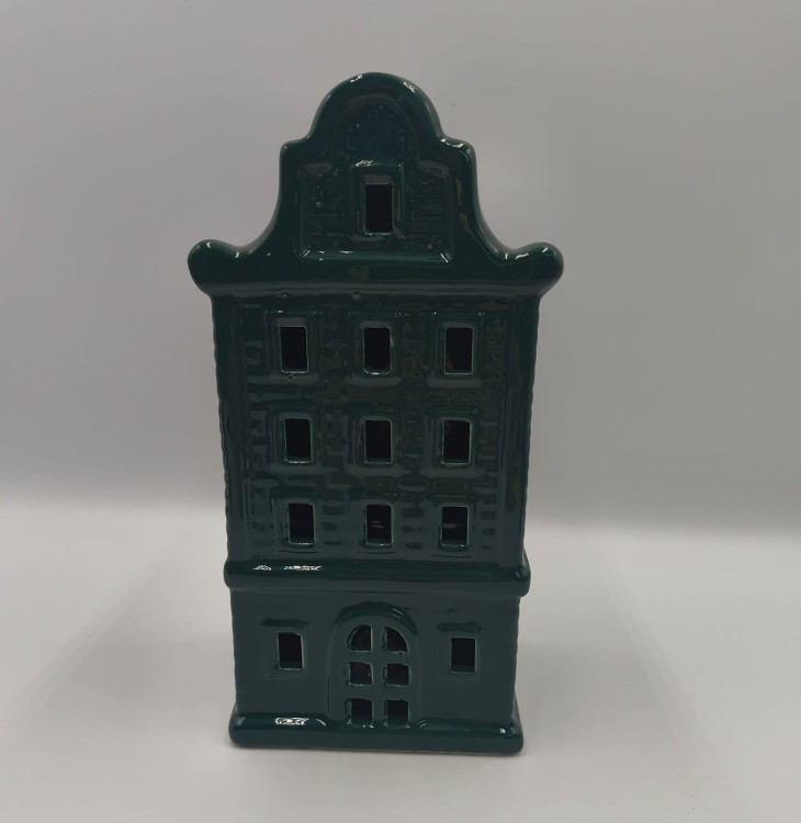 Ceramiczna Kamienica butelkowa zieleń LED