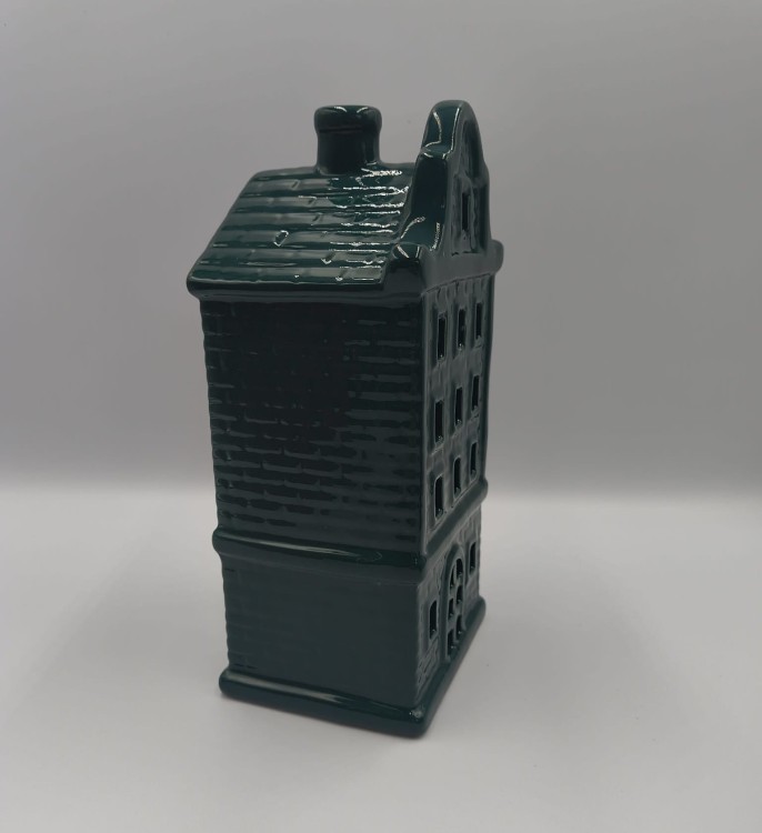 Ceramiczna Kamienica butelkowa zieleń LED