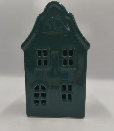 Domek Ceramiczny Butelkowa Zieleń LED