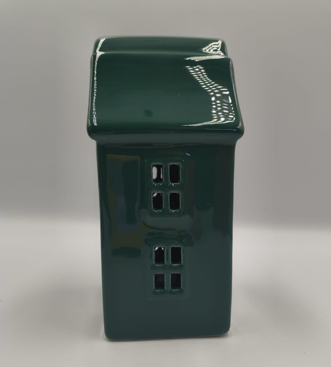 Domek Ceramiczny Butelkowa Zieleń LED