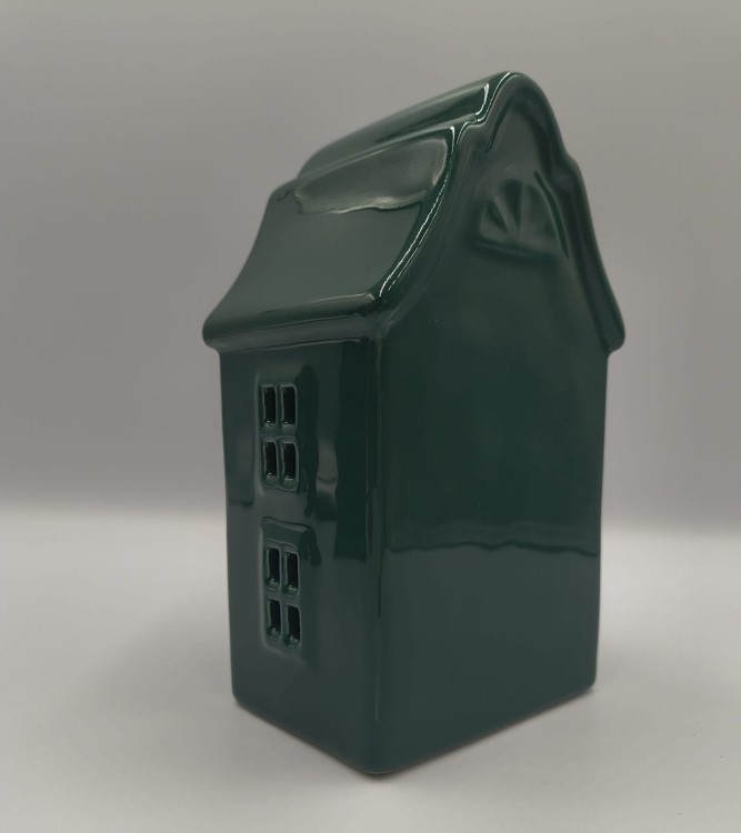 Domek Ceramiczny Butelkowa Zieleń LED