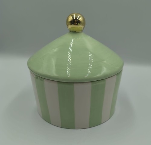 Ceramiczny Pojemnik Miętowe Pasy