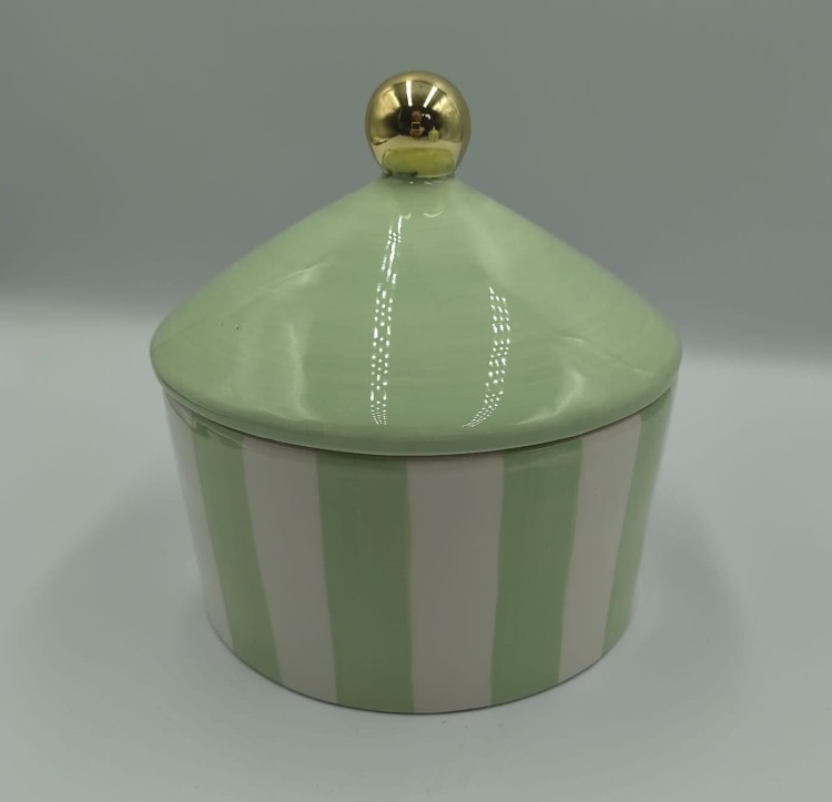 Ceramiczny Pojemnik Miętowe Pasy