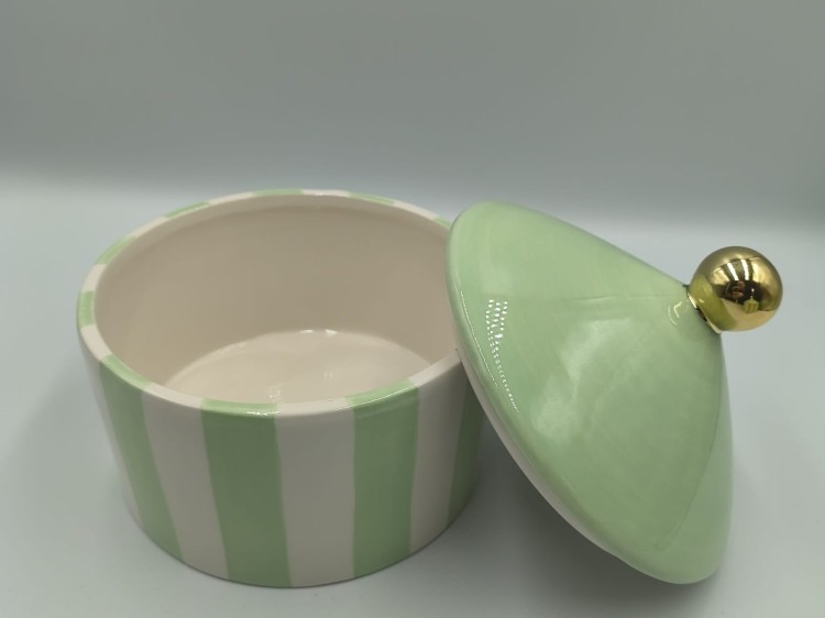 Ceramiczny Pojemnik Miętowe Pasy
