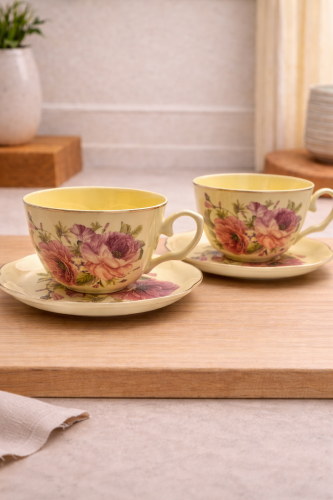 Zestaw Dwóch Filiżanek z delikatnej porcelany